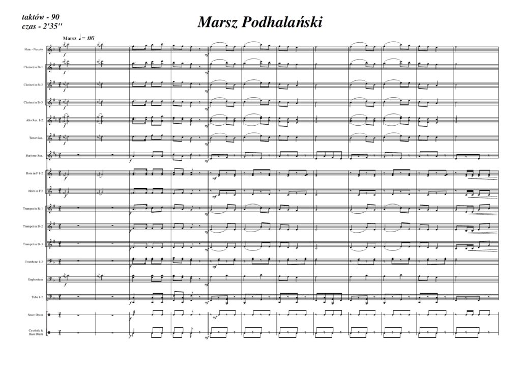 Marsz Podhalański – Nuty na orkiestrę dętą