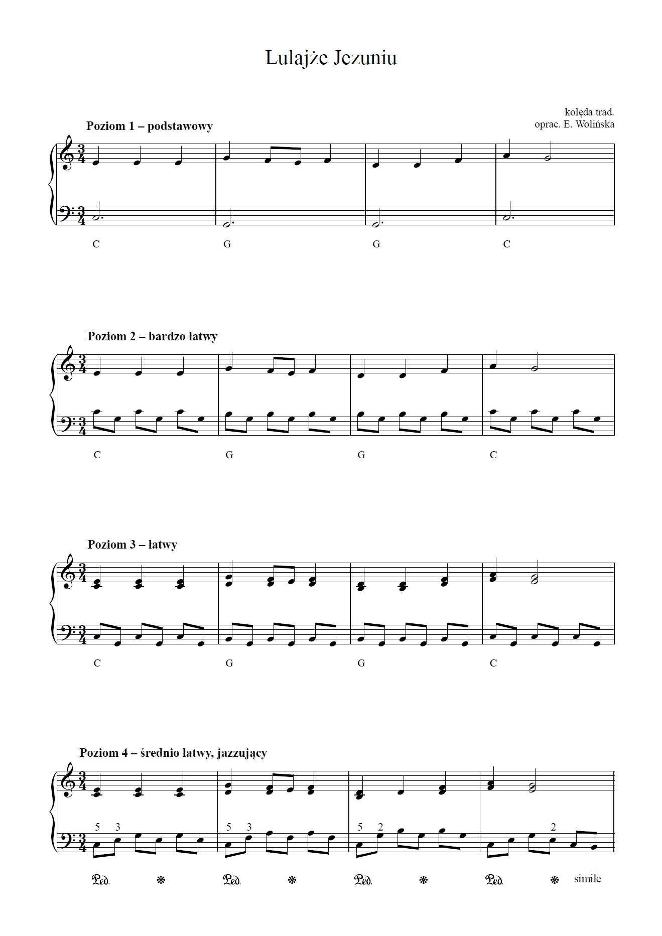 Lulajże Jezuniu – na fortepian