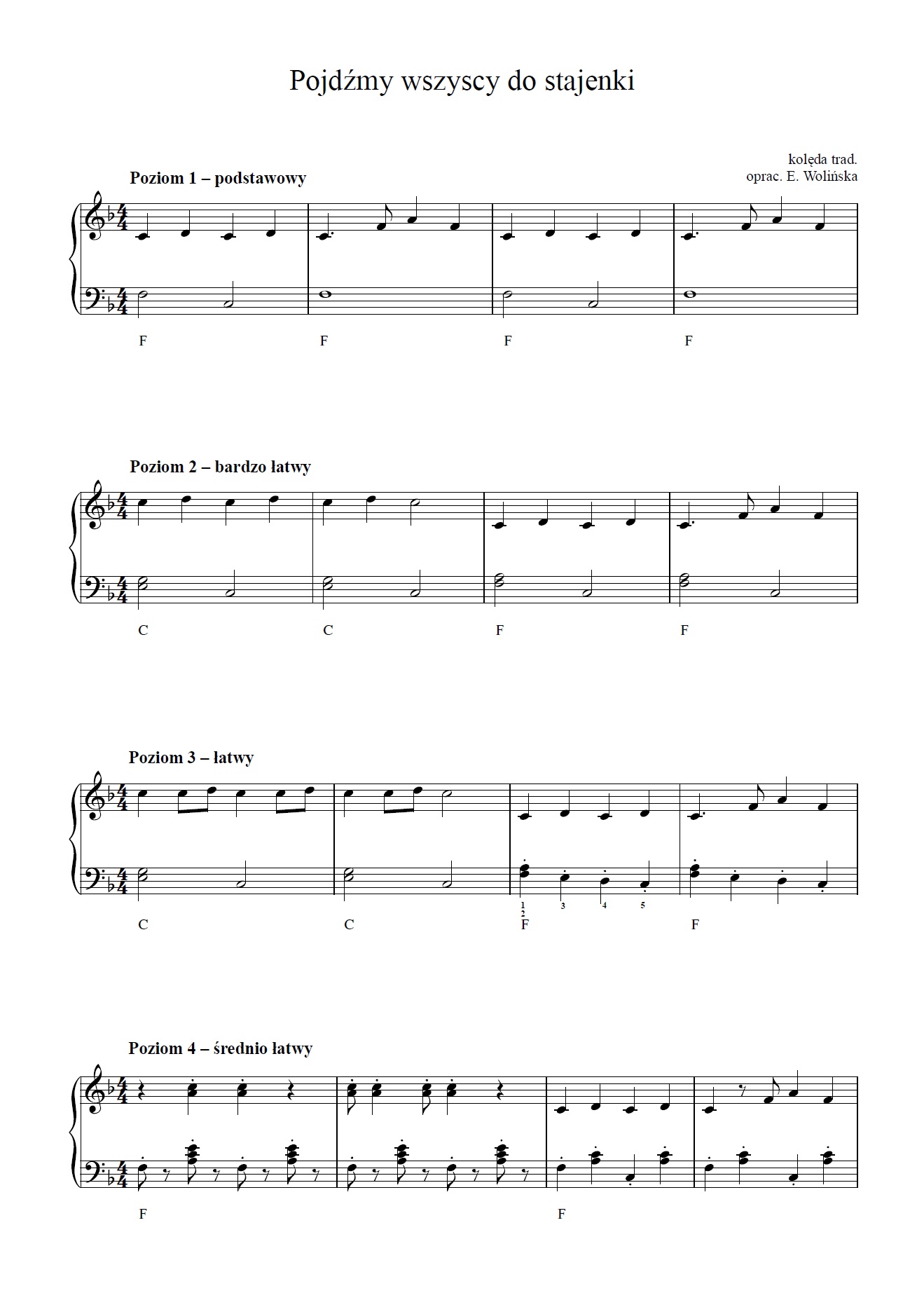 Pójdźmy wszyscy do stajenki – na fortepian